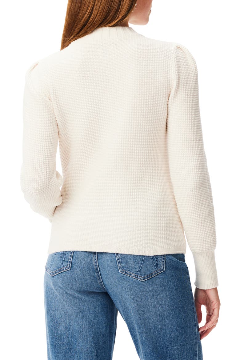 Puff Shoulder Waffle Stitch Sweater, Alternate, color, CREAM