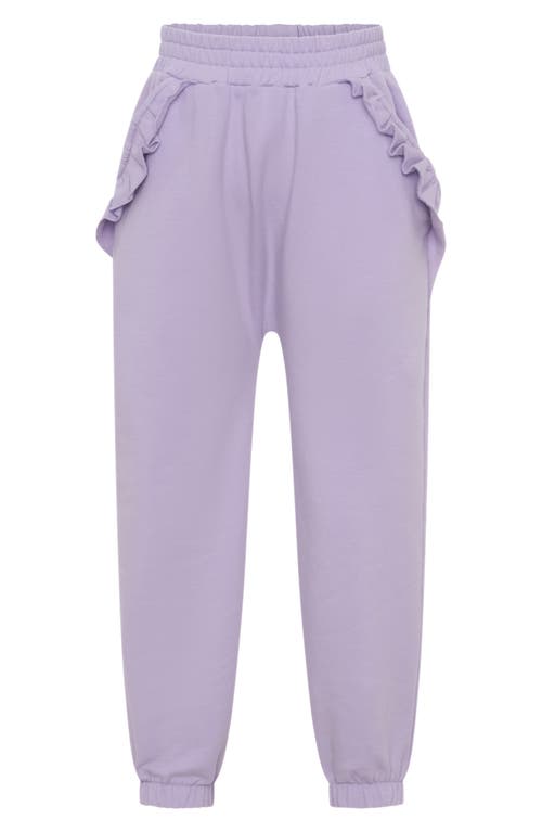 TINY TRIBE Kids' Frill Pocket Cotton Sweatpants in Lilac 
