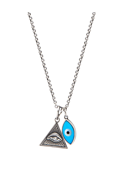 Evil Eye And Eye Of Ra Pendant Necklace