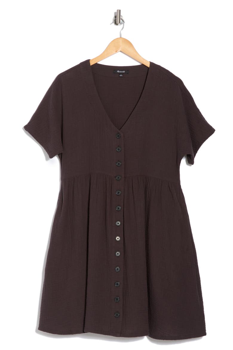 Lightspun Button Front Minidress, Alternate, color, BLACK COAL
