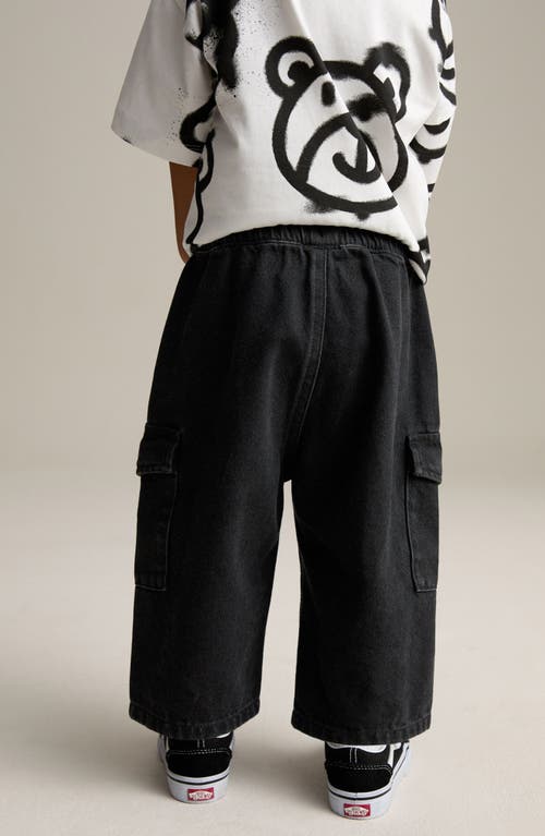 Next Kids' Baggy Denim Cargo Pants In Black