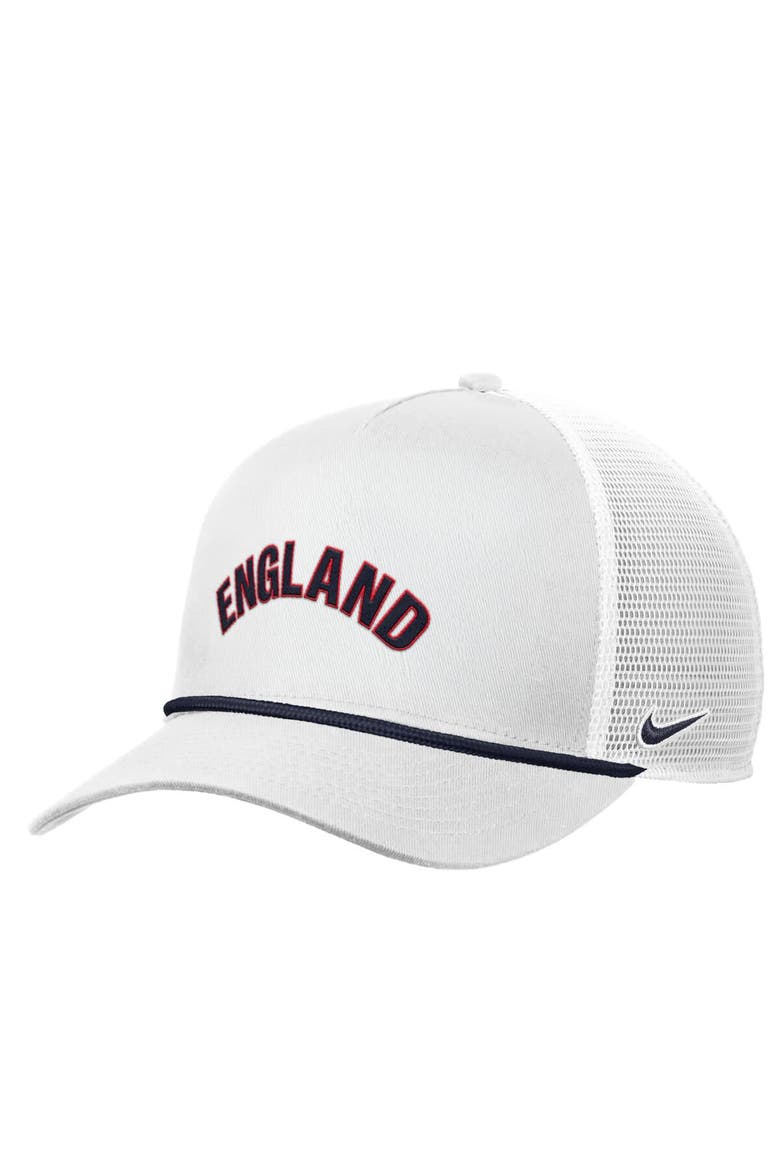 Men's Nike White England National Team Rise Rope Trucker A-Frame Adjustable Hat, Main, color, White