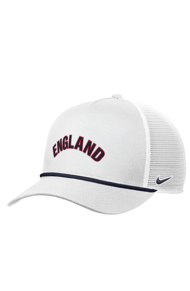 Nike Men's Nike White England National Team Rise Rope Trucker A-Frame Adjustable Hat, Main, color, White