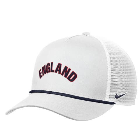 Men's Nike White England National Team Rise Rope Trucker A-Frame Adjustable Hat
