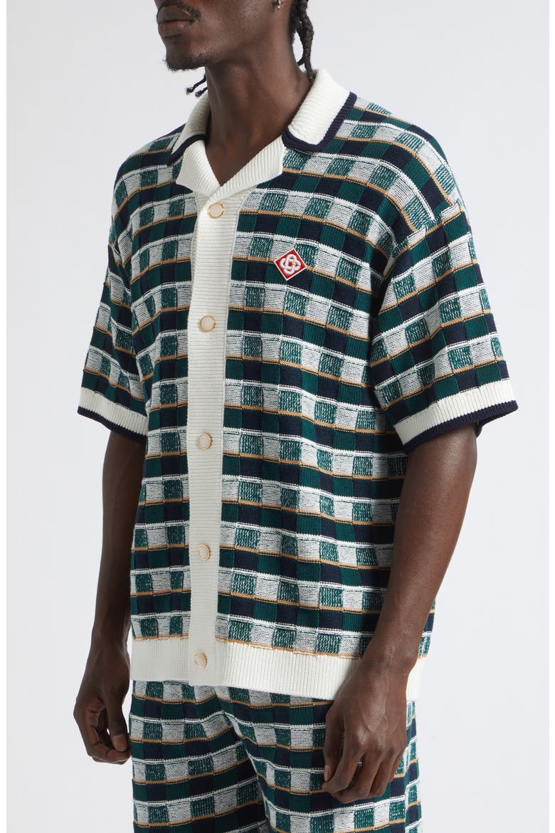 Mosaic Check Cotton Jacquard Sweater, Alternate, color, COTTON