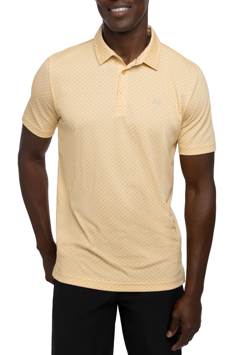 Bamboo Calm Foulard Print Polo, Main, color, HEATHER GOLDEN CREAM