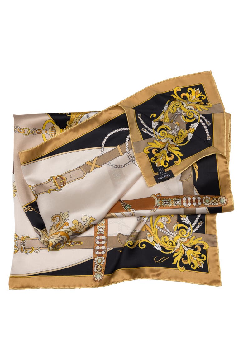 Moment in Time - Hand Rolled Silk Foulard for Women, Alternate, color, Gold