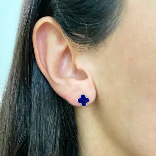 The Lovery Fine Jewelry Mini Lapis Clover Stud Earrings In Blue