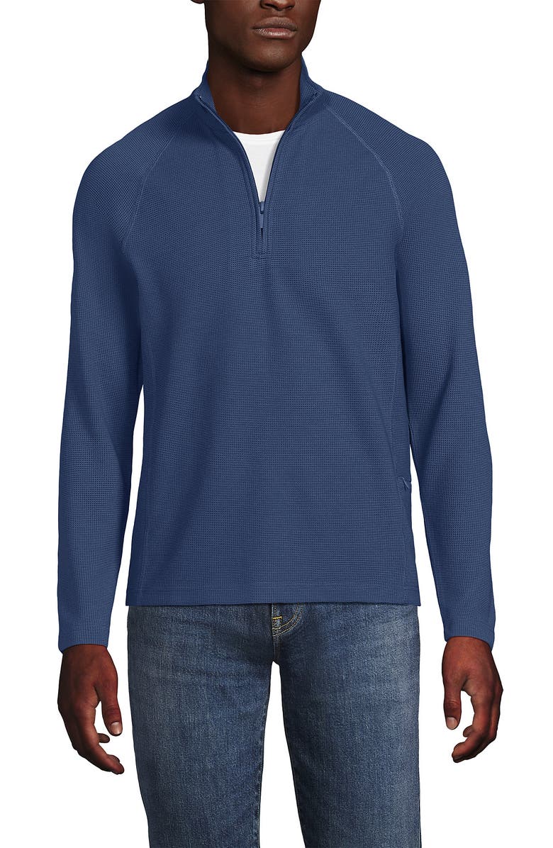 Lands' End Long Sleeve Waffle Quarter Zip, Alternate, color, 