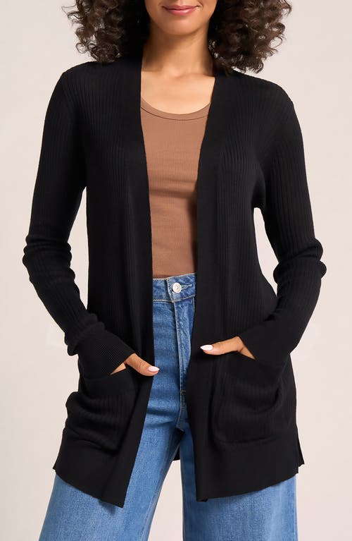 Matty M . Colfax Longline Open Front Cardigan In Black