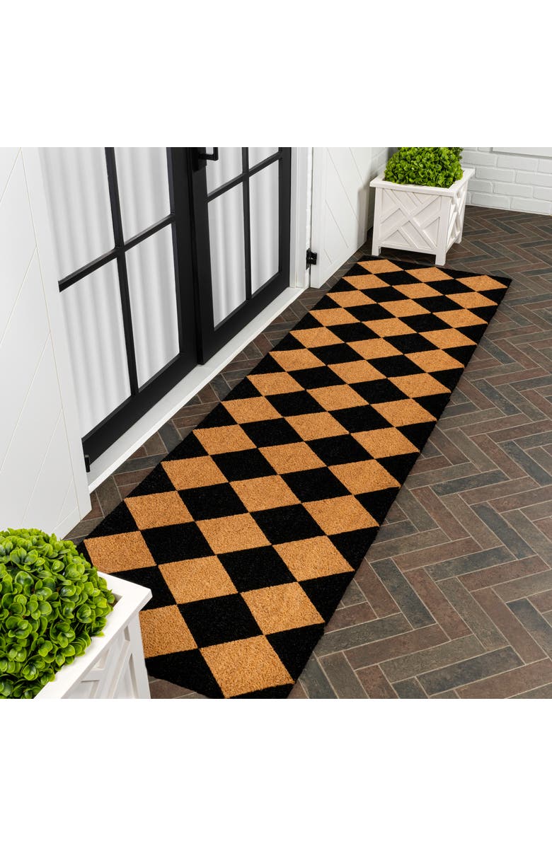 JONATHAN Y Peater Classic Casual Commerical Natural Coir Mat Indoor/Outdoor, Alternate, color, Natural Black Geo