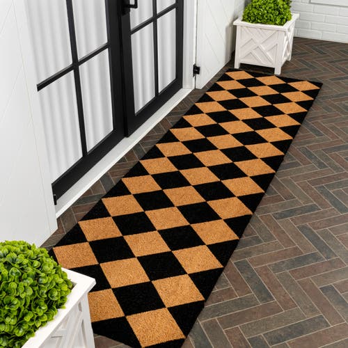 Jonathan Y Peater Classic Casual Commerical Natural Coir Mat Indoor/outdoor In Black