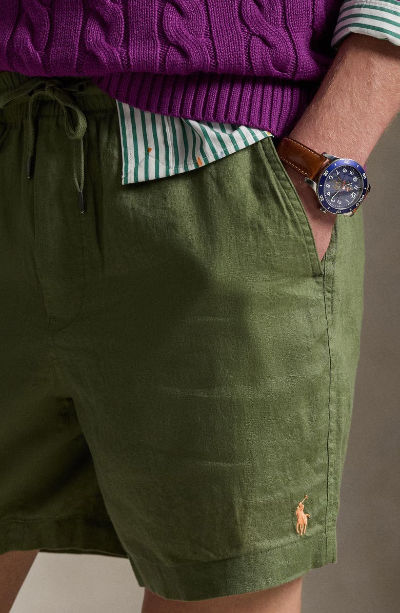 Polo Ralph Lauren Polo Prepster 6-Inch Drawstring Linen Shorts, Alternate, color, Garden Trail