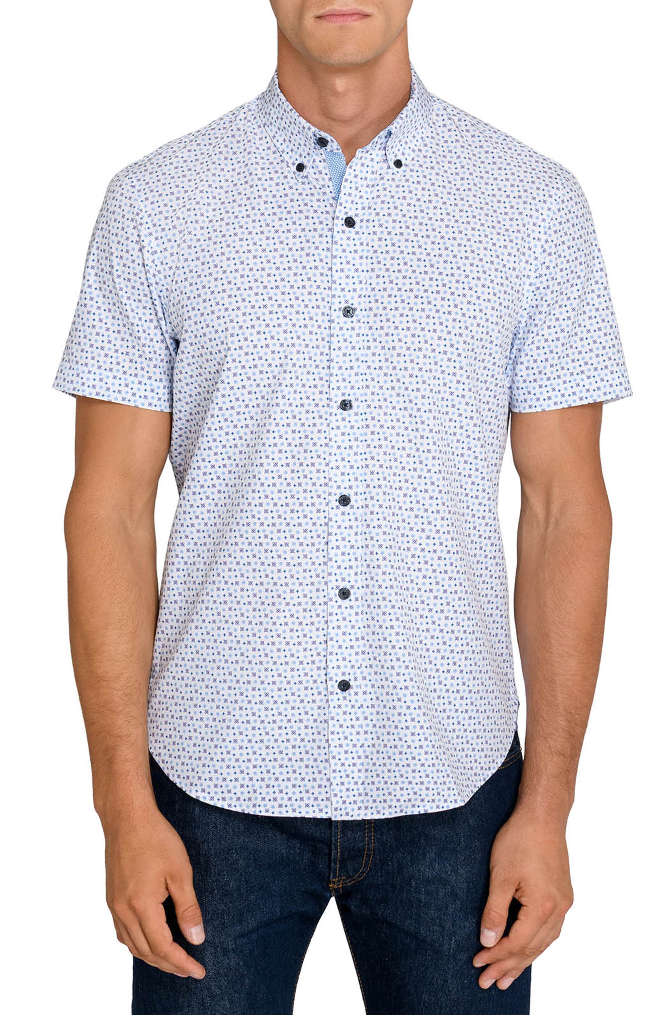 Atomic Geo Short Sleeve Stretch Button-Down Shirt