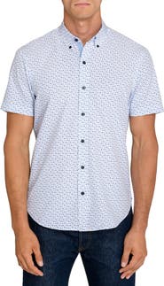 CONSTRUCT Atomic Geo Short Sleeve Stretch Button-Down Shirt