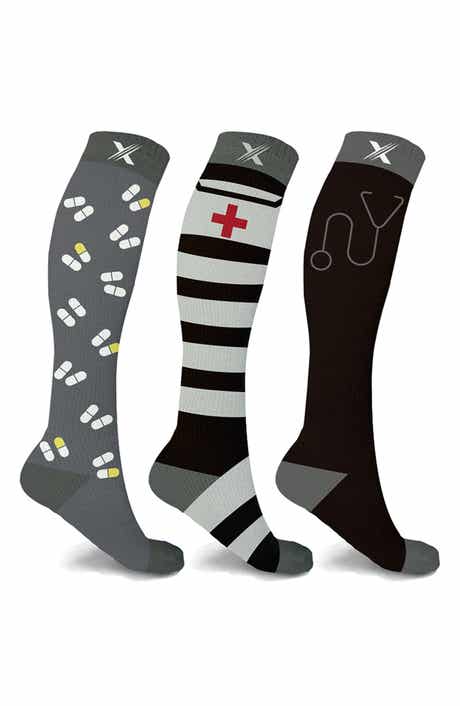 3-Pack Patterned Compression Socks