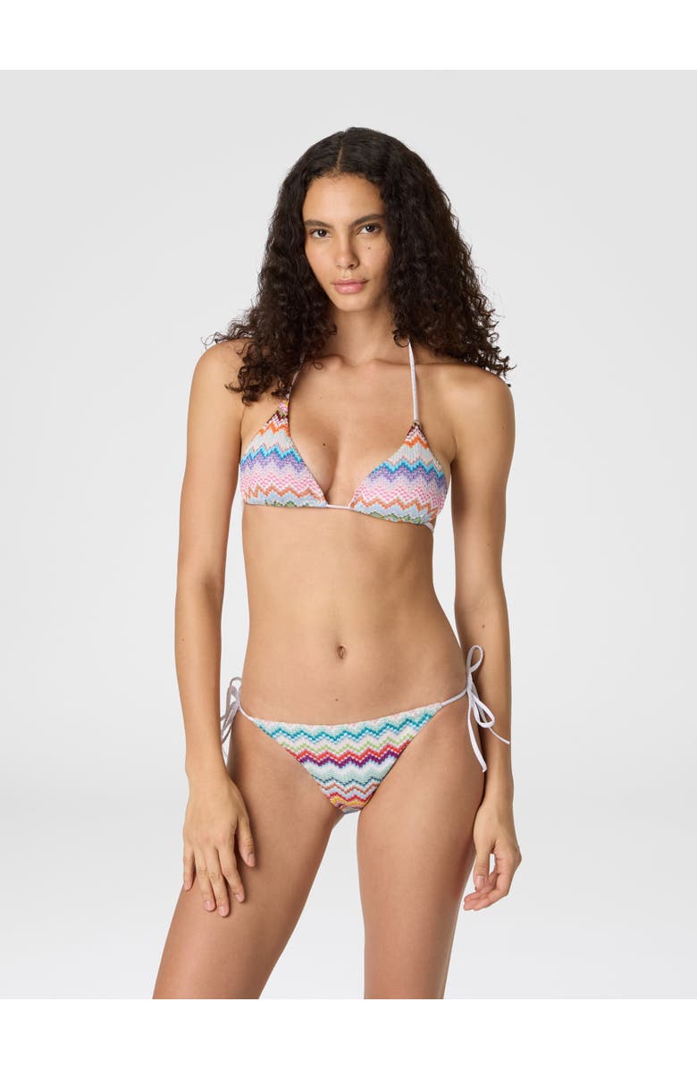 Missoni Triangle Bikini In Lamé Viscose With Pixel-effect Zigzag Pattern, Alternate, color, Multicoloured
