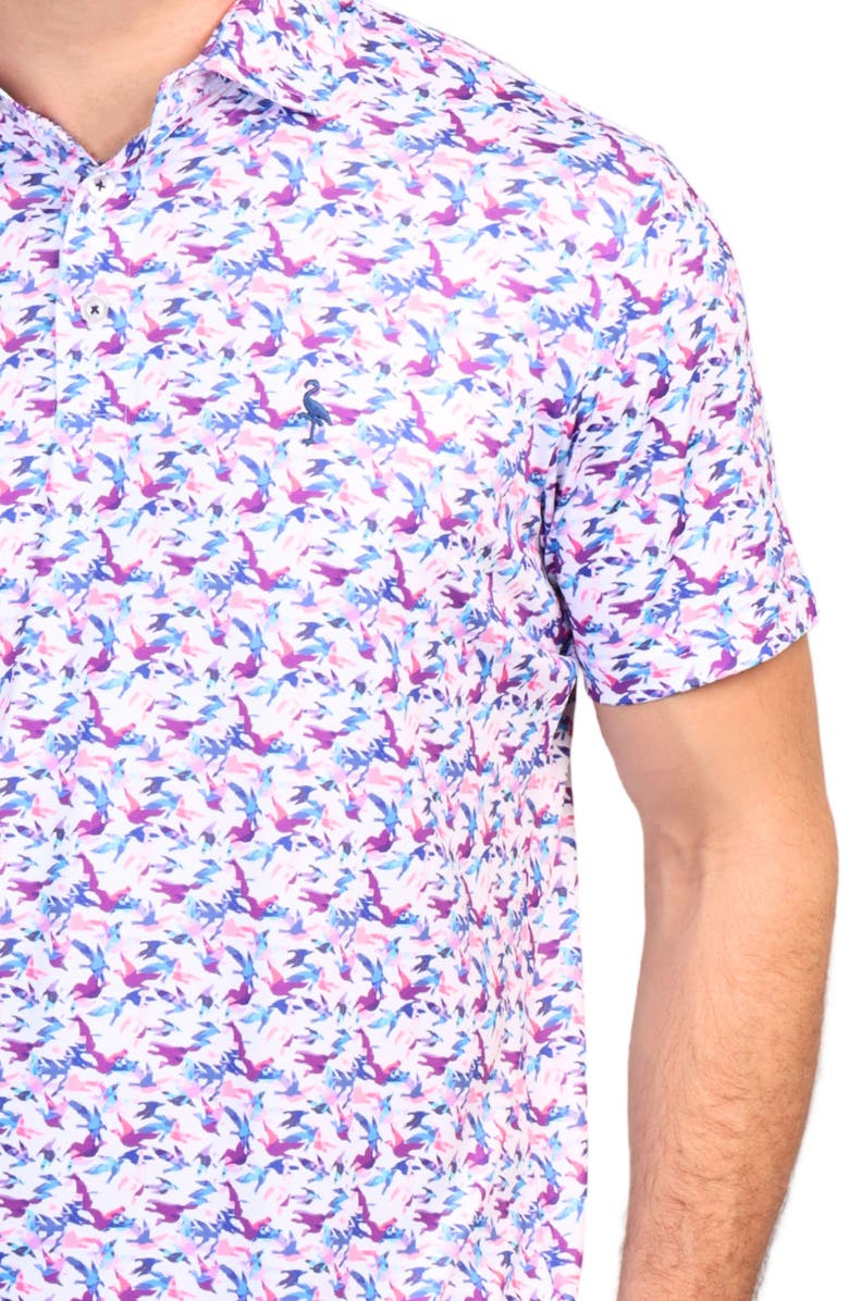 TailorByrd Birds Print Performance Polo, Alternate, color, Purple Multi
