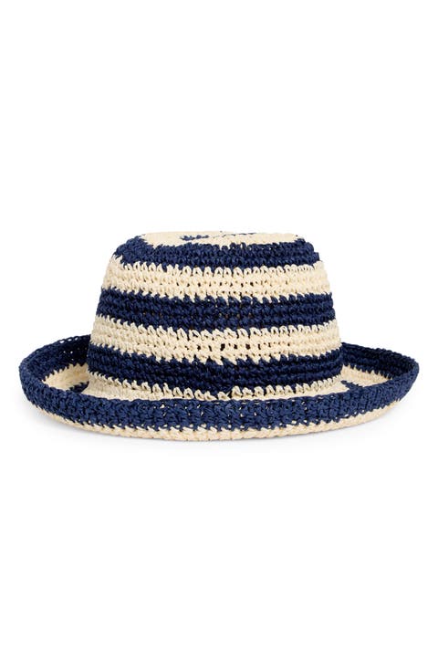 Awning Striped Straw Cloche