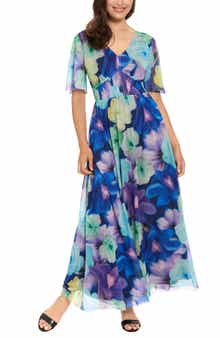 London Times Smocked Maxi Dress