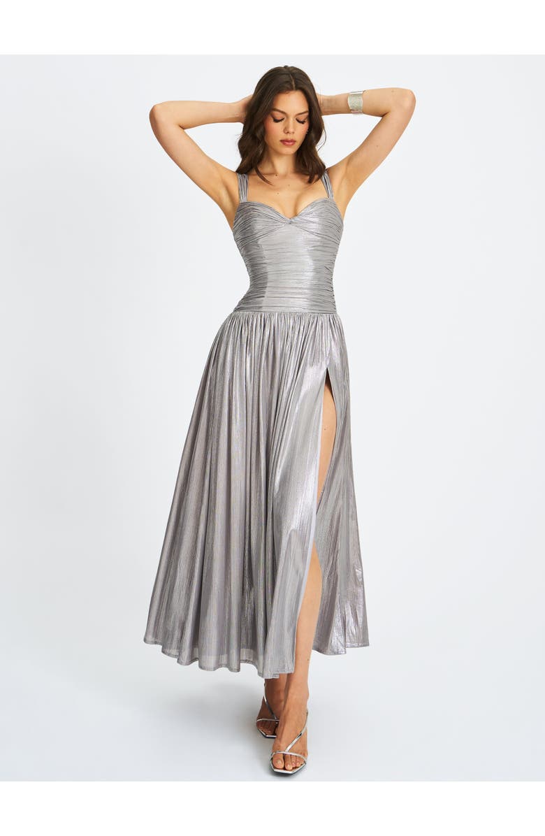 Miss Circle Palmer Glitter Drop Waist Maxi Dress, Alternate, color, Silver