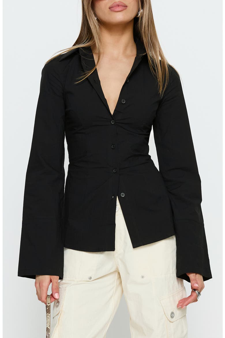 Lesper Tie Back Cotton Top, Main, color, BLACK
