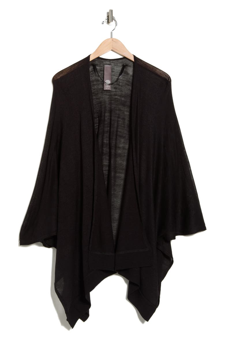 Lightweight Open Knit Topper, Alternate, color, BLACK