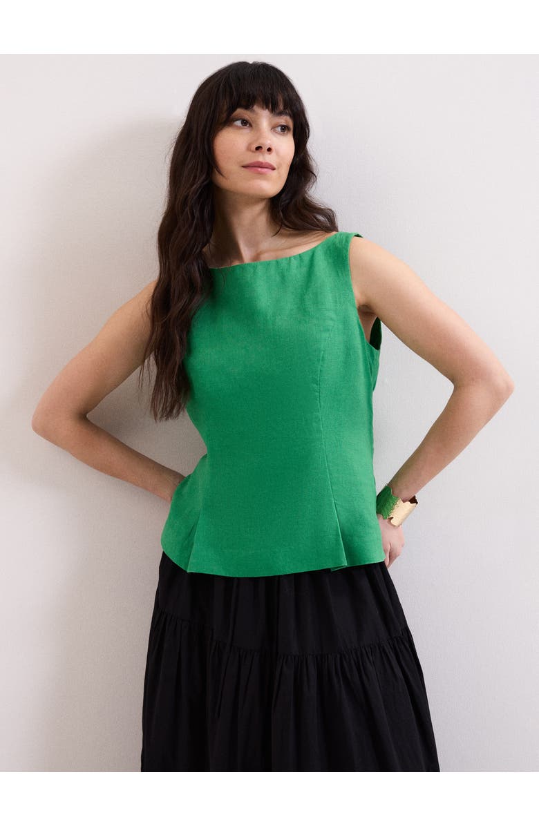 Phase Eight Isabelle Linen Top, Main, color, Green