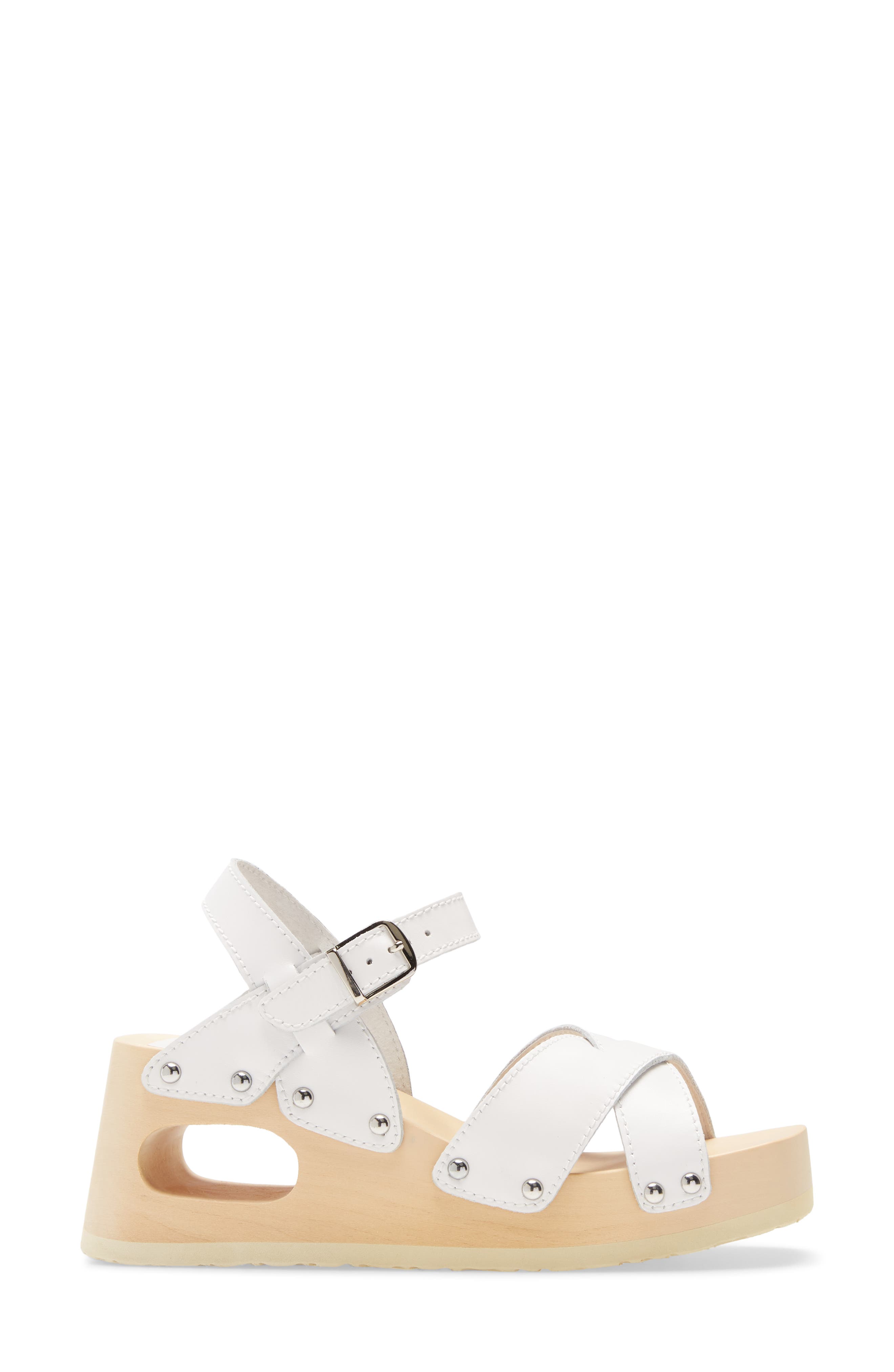 Spiced Wood Wedge Sandal, Alternate, color, WHITE LEATHER