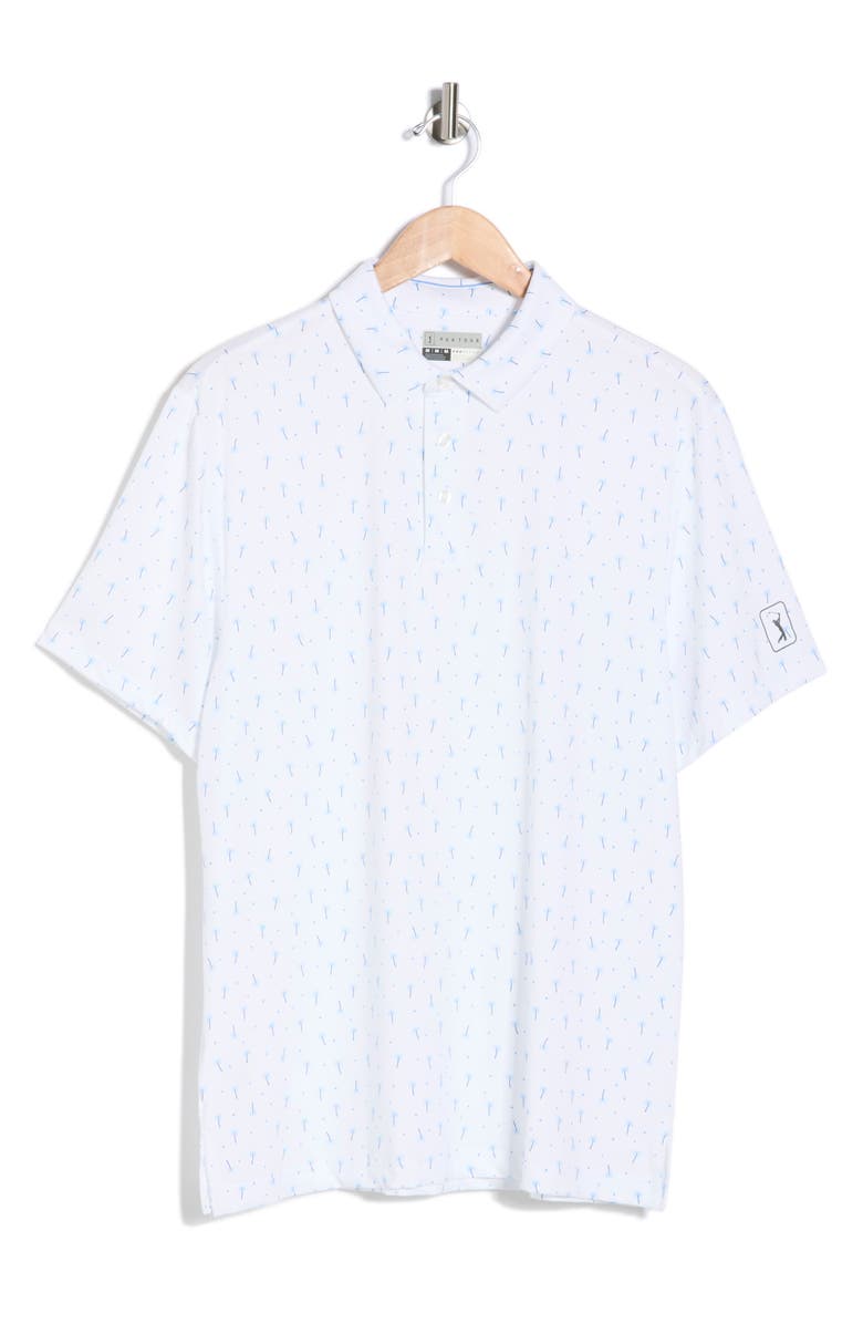 PGA TOUR Short Sleeve Mini Palm Tree Shirt, Main, color, Bright White