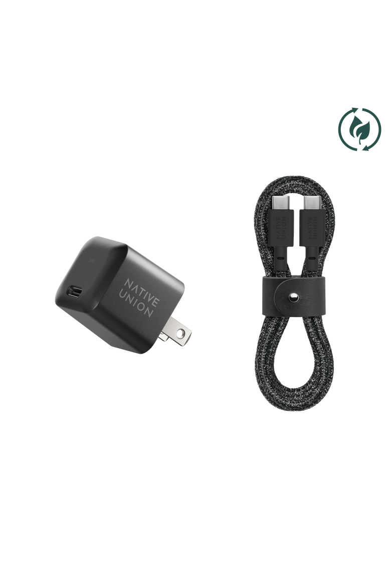 Fast GaN Charger with Cable, Main, color, BLACK