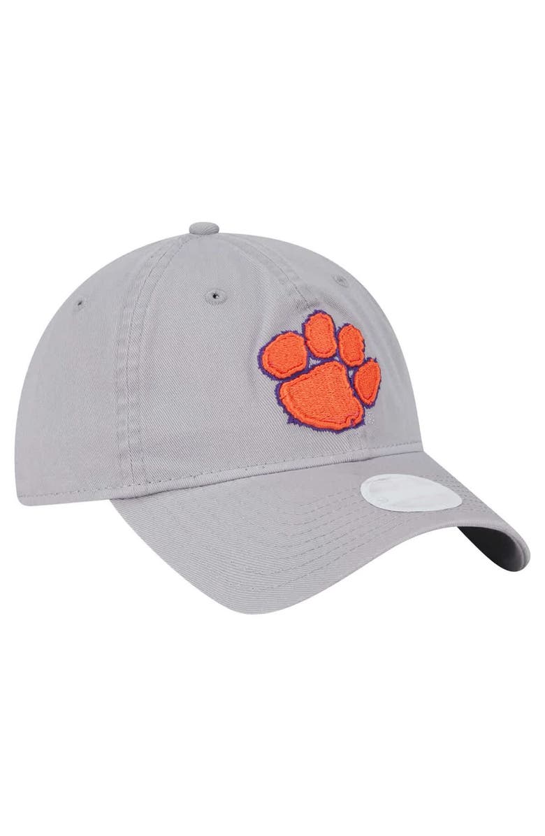 New Era Women's New Era  Gray Clemson Tigers Logo 9TWENTY Adjustable Hat, Alternate, color, 