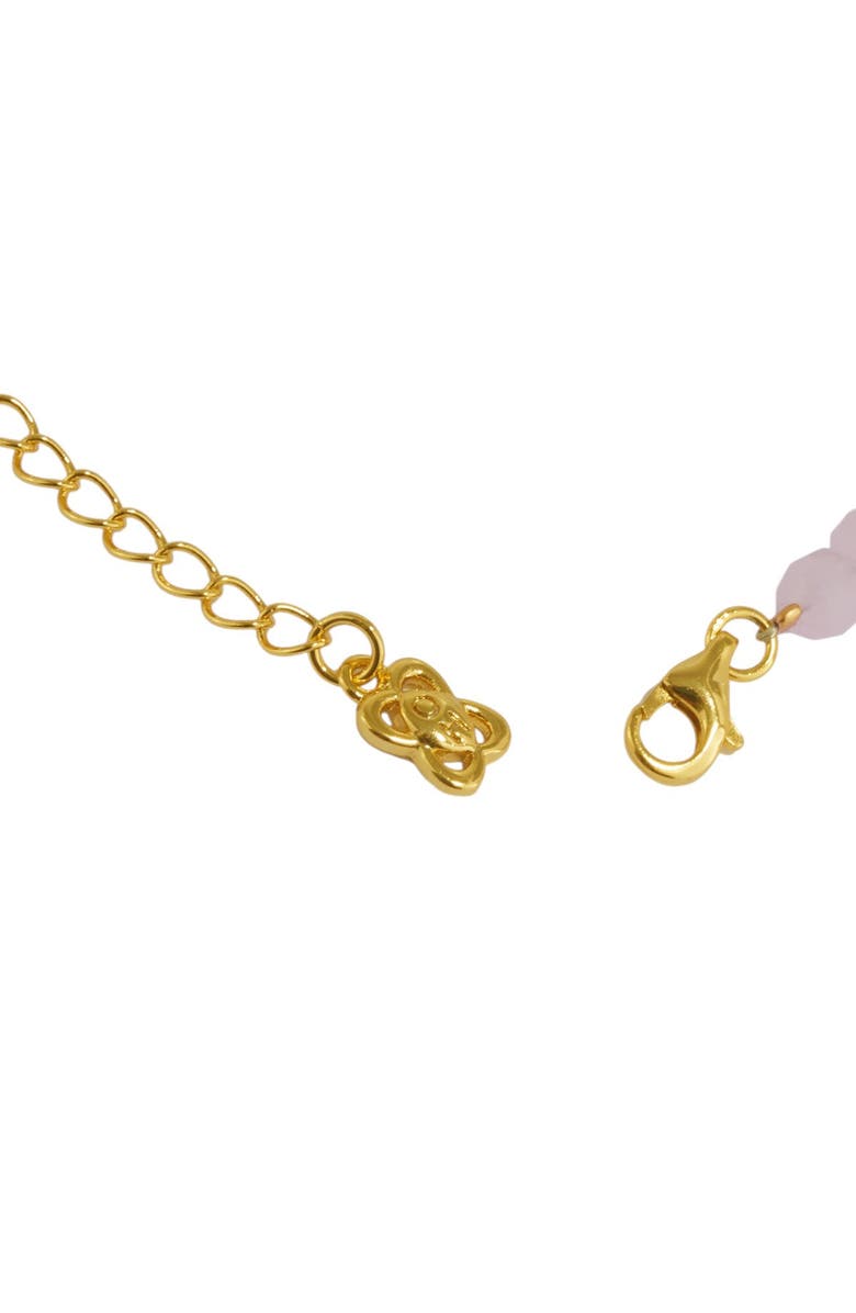 Ottoman Hands Waterproof Lapis and Pink Jade Beaded Bracelet, Alternate, color, Gold