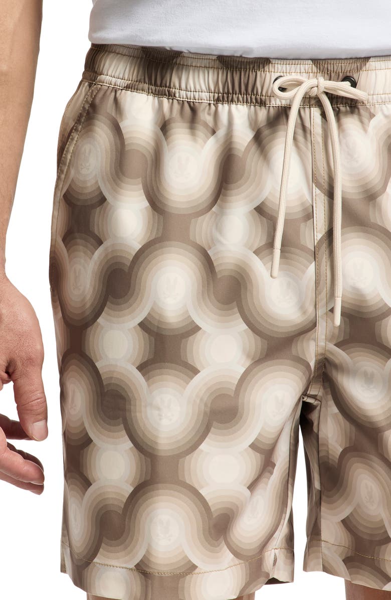 Psycho Bunny Paros Print Swim Trunks, Alternate, color,