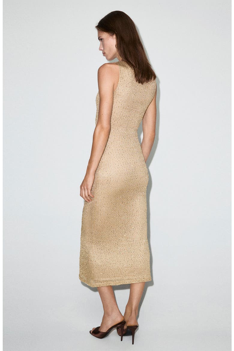 Sequin Knit Dress, Alternate, color, GOLD