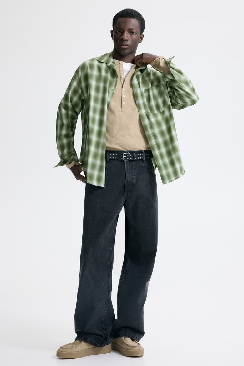 Relaxed Fit Shirt, Alternate, color, Khaki green/checked