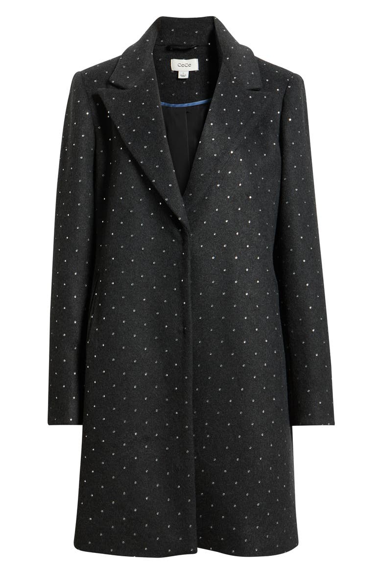 Sparkle Reefer Coat, Alternate, color, CHARCOAL