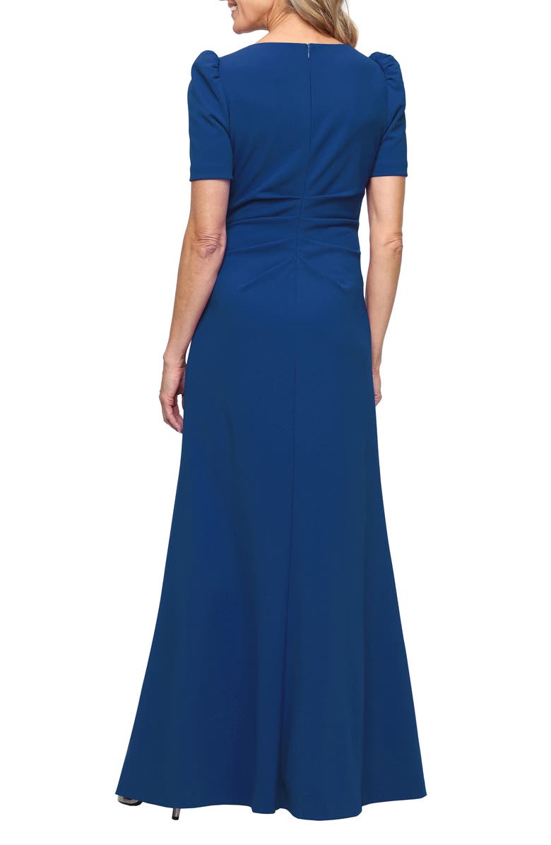 Alex Evenings Stretch Crepe A-Line Gown, Alternate, color, Azure
