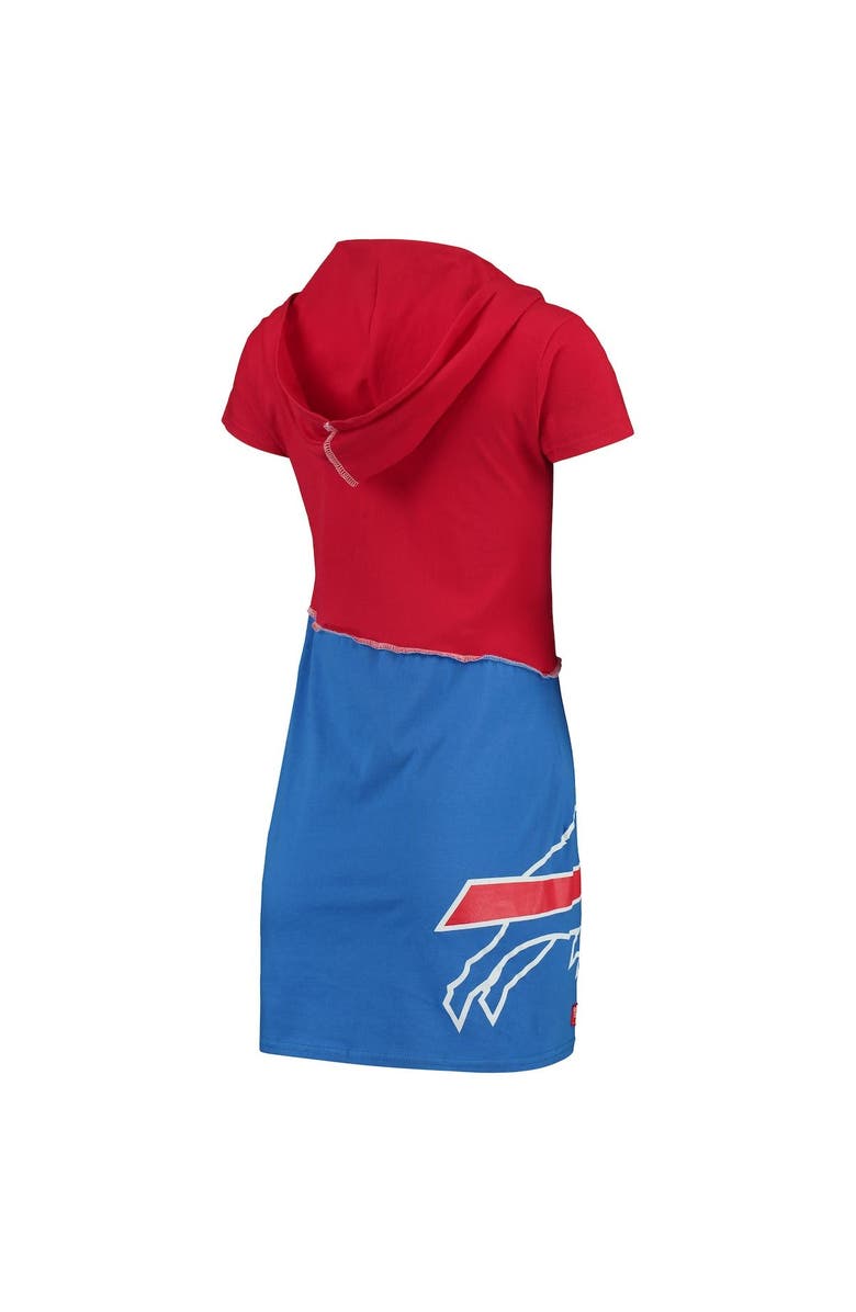REFRIED APPAREL Women's Refried Apparel Red/Royal Buffalo Bills Sustainable Hooded Mini Dress, Alternate, color,