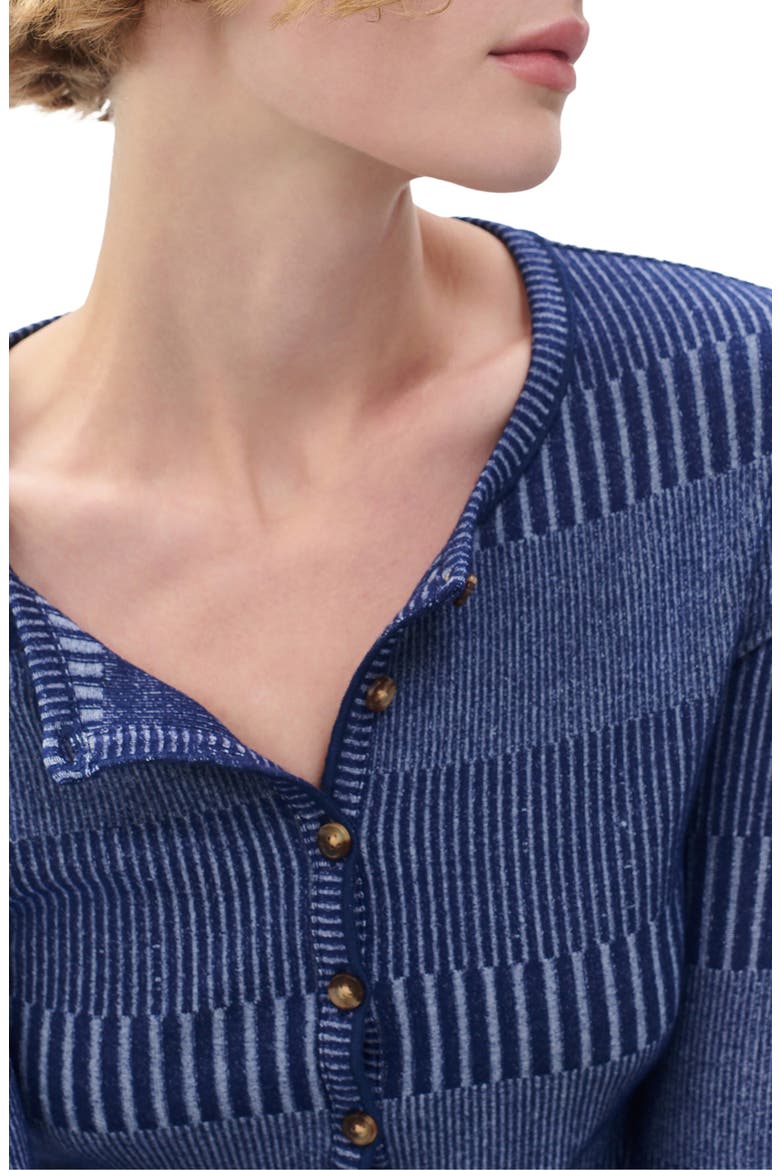 The Knit Two-Tone Rib Henley, Alternate, color, BLUE
