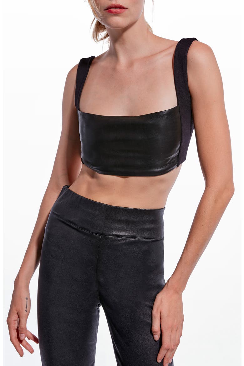 Reagan Stretch Leather Leggings, Alternate, color, BLACK