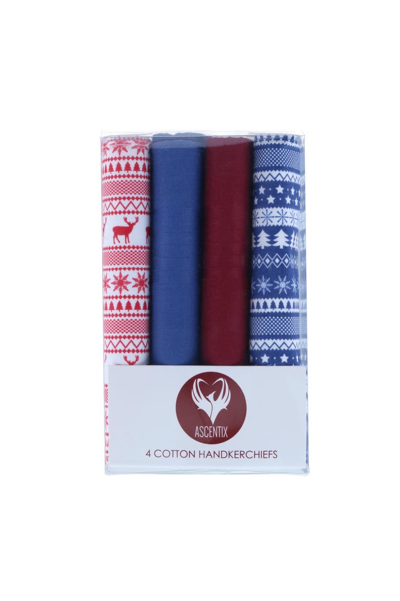Men's 4 Pack Cotton Christmas Novelty Hankies, Alternate, color, Multiple