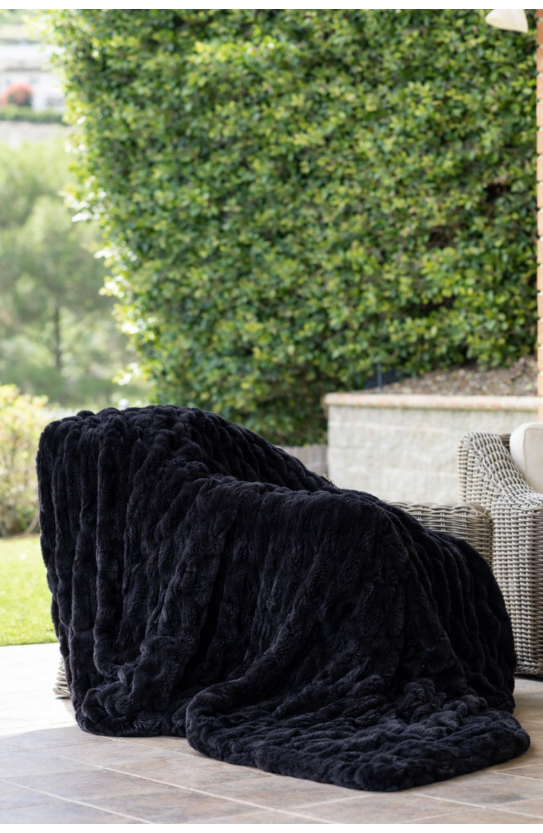 Sea To Me Blankets LA Escapade Faux Fur Throw Blanket, Alternate, color, Obsidian