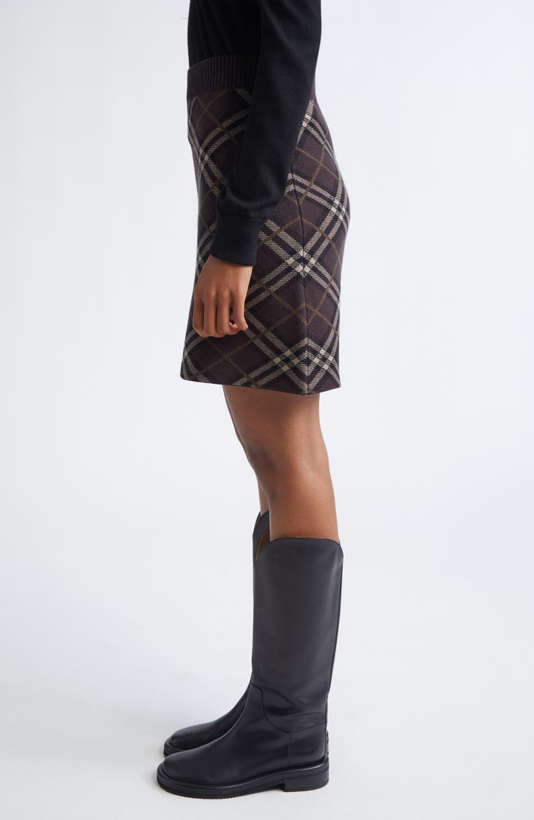 Burberry Ginny Check Knit Miniskirt, Alternate, color, Truffle Ip Check
