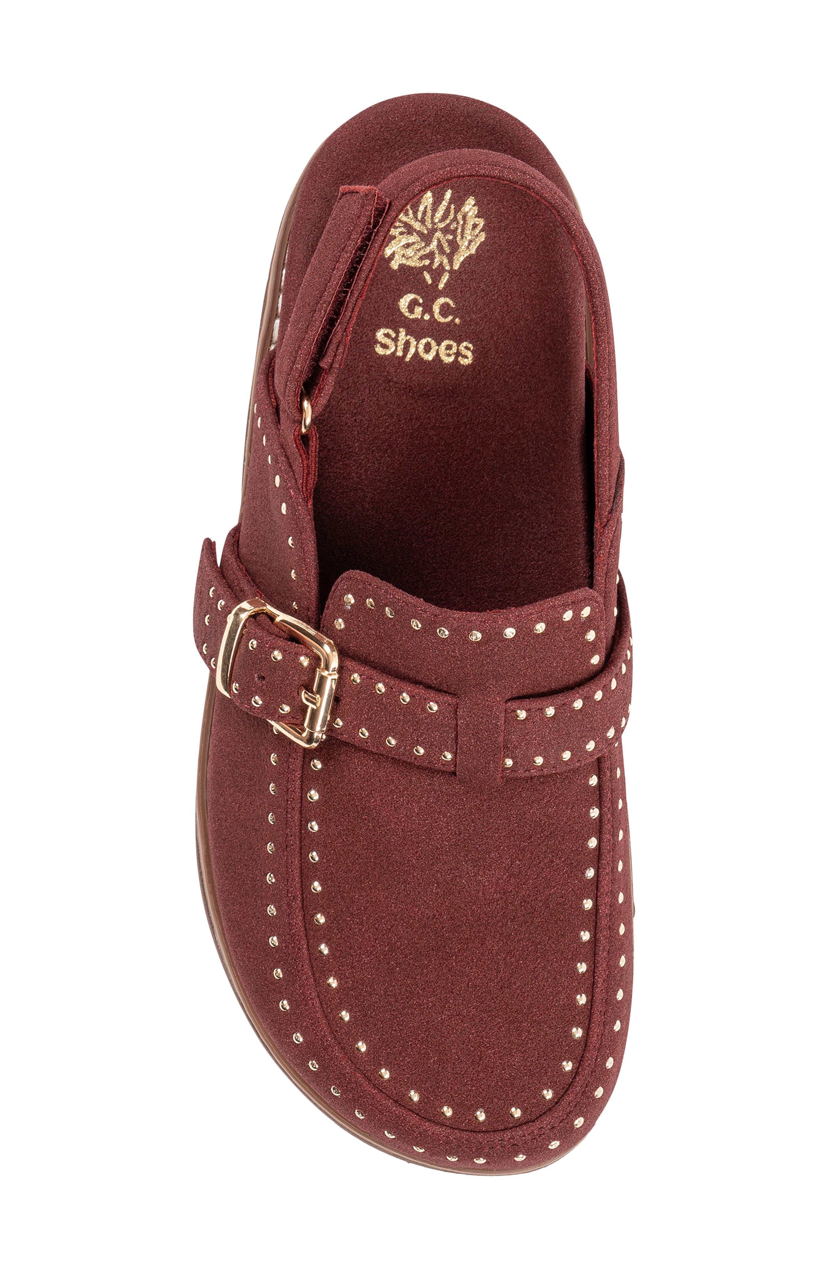Corell Studded Faux Leather Slingback Clog, Alternate, color, BURGUNDY