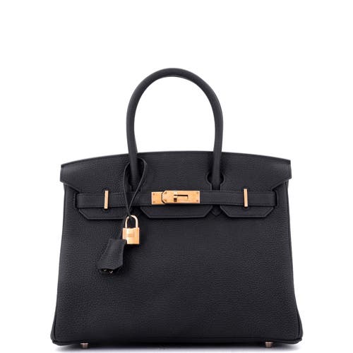 Pre-owned Hermes  Hermes Birkin Handbag Black Togo With Rose Gold Hardware 30 In Black