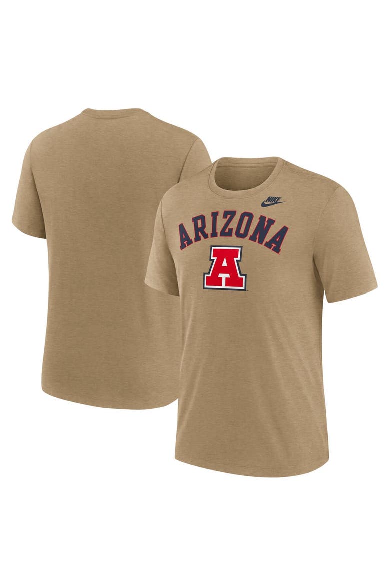 Men's Nike Heather Light Brown Arizona Wildcats Legacy Arch Tri-Blend T-Shirt, Main, color, Light Brown