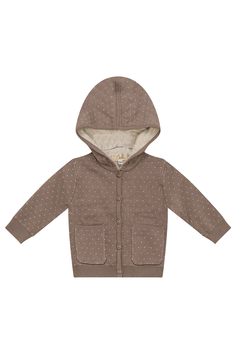 Knitted Hooded Jacket with Patch Pockets, Main, color, Mink/Dark Almond