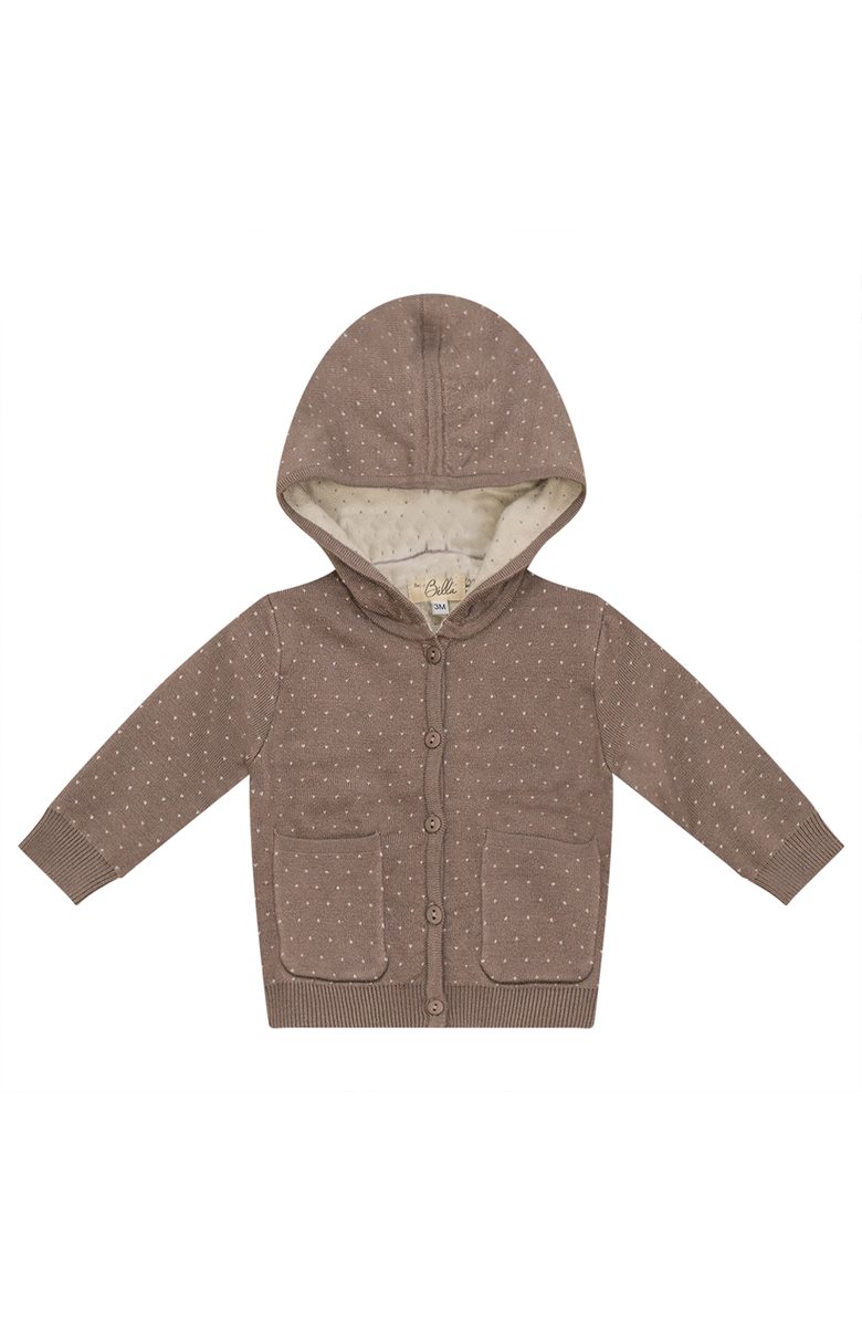 Bebe Bella Knitted Hooded Jacket with Patch Pockets, Main, color, Mink/Dark Almond