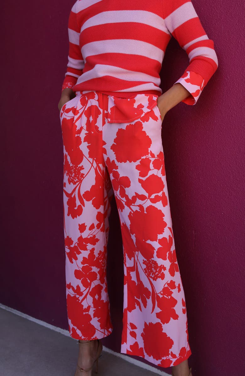 Halogen<sup>®</sup> x Atlantic-Pacific Pleat Detail Print Pants, Alternate, color,